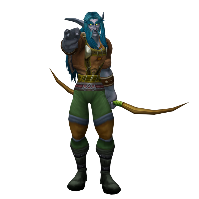 A night elf hunter exported from Mogshot as a transparent PNG