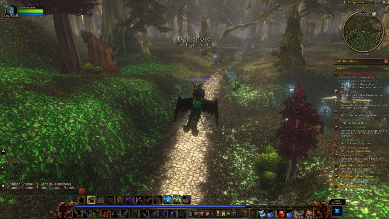 A night elf hunter riding through Darkshore, from a Rambleon journal